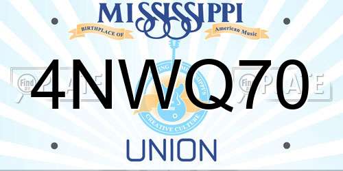 4NWQ70 Mississippi License Plate