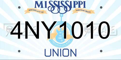 4NY1010 Mississippi License Plate