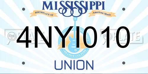 4NYI010 Mississippi License Plate
