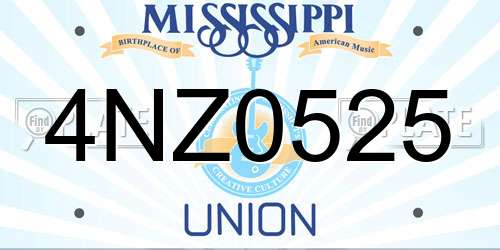 4NZ0525 Mississippi License Plate