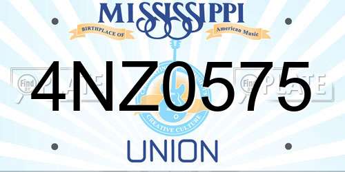4NZ0575 Mississippi License Plate