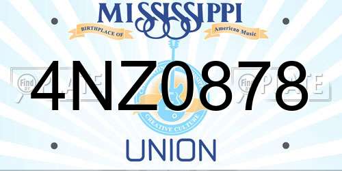 4NZ0878 Mississippi License Plate