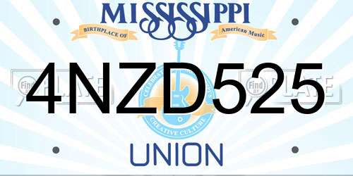 4NZD525 Mississippi License Plate