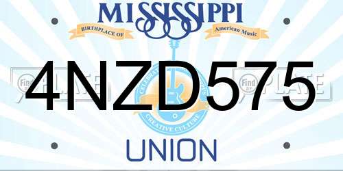 4NZD575 Mississippi License Plate