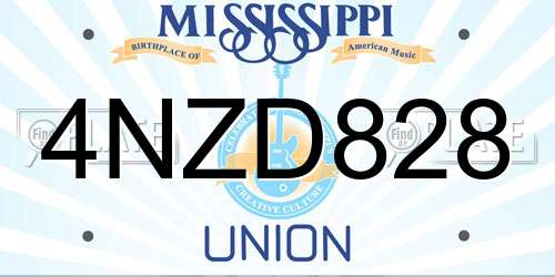 4NZD828 Mississippi License Plate