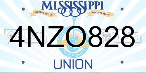 4NZO828 Mississippi License Plate