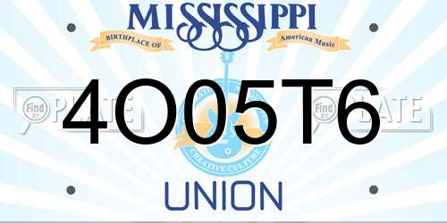4O05T6 Mississippi License Plate