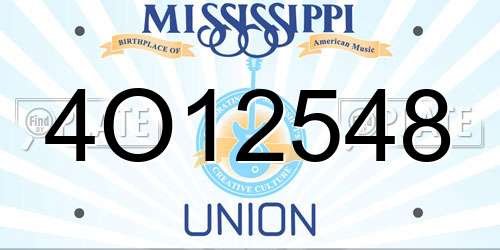 4O12548 Mississippi License Plate