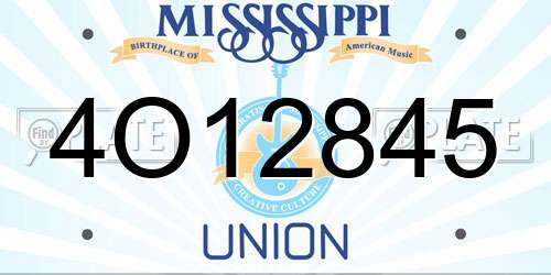 4O12845 Mississippi License Plate