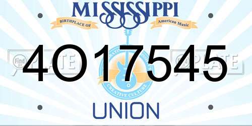 4O17545 Mississippi License Plate