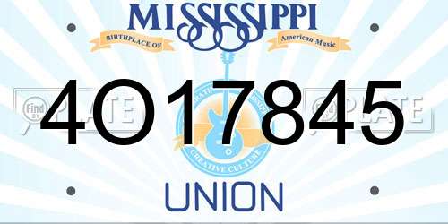 4O17845 Mississippi License Plate