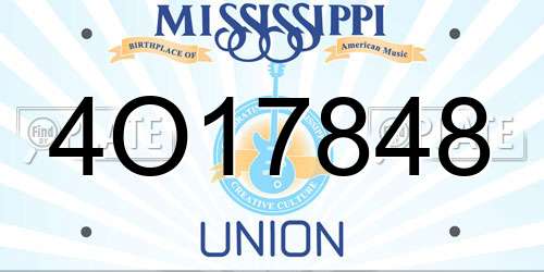 4O17848 Mississippi License Plate