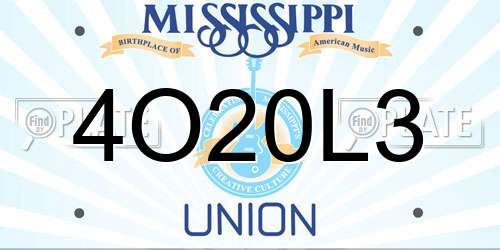 4O20L3 Mississippi License Plate