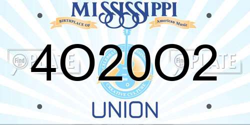 4O20O2 Mississippi License Plate