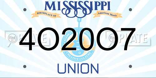 4O20O7 Mississippi License Plate