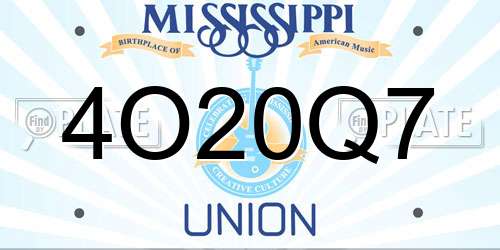 4O20Q7 Mississippi License Plate