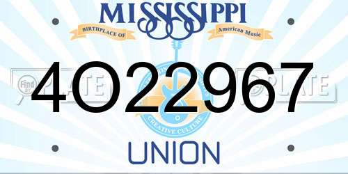 4O22967 Mississippi License Plate
