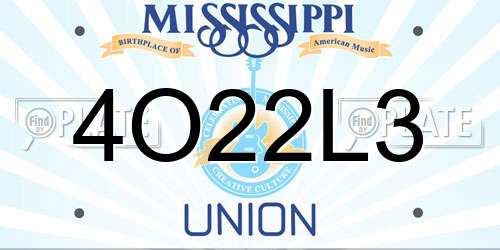 4O22L3 Mississippi License Plate