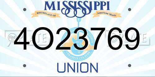 4O23769 Mississippi License Plate