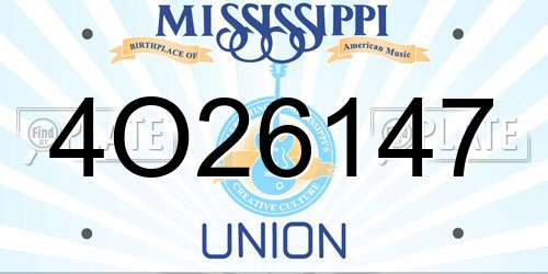 4O26147 Mississippi License Plate