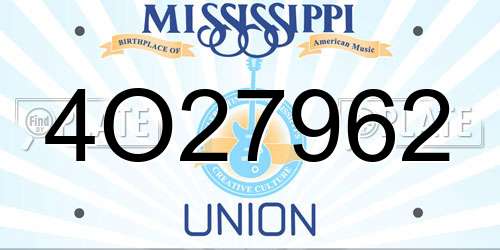 4O27962 Mississippi License Plate