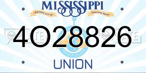 4O28826 Mississippi License Plate