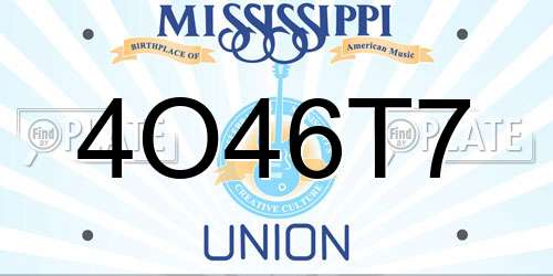 4O46T7 Mississippi License Plate