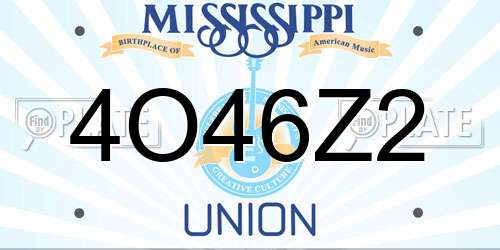 4O46Z2 Mississippi License Plate