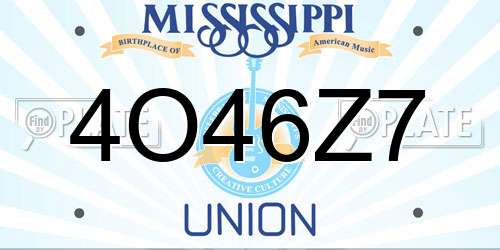 4O46Z7 Mississippi License Plate