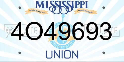 4O49693 Mississippi License Plate