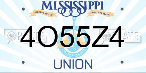 4O55Z4 Mississippi License Plate