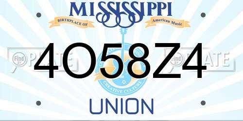 4O58Z4 Mississippi License Plate