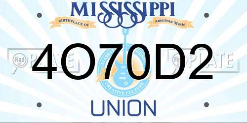 4O70D2 Mississippi License Plate
