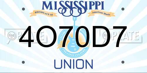 4O70D7 Mississippi License Plate