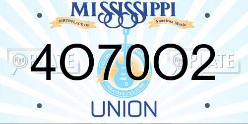 4O70O2 Mississippi License Plate