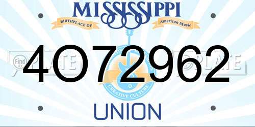 4O72962 Mississippi License Plate