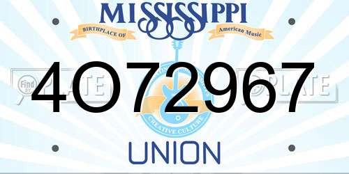 4O72967 Mississippi License Plate