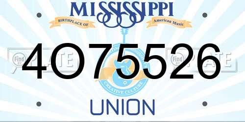 4O75526 Mississippi License Plate