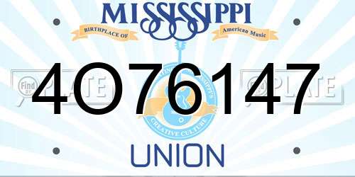 4O76147 Mississippi License Plate