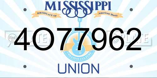 4O77962 Mississippi License Plate