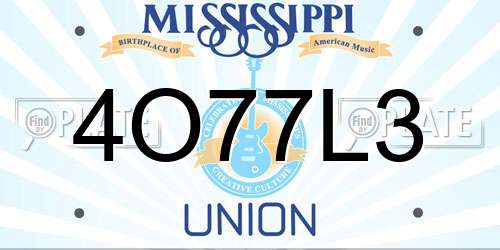 4O77L3 Mississippi License Plate