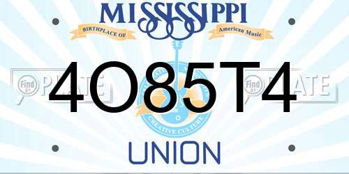 4O85T4 Mississippi License Plate