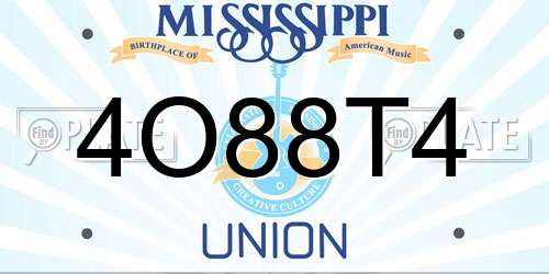 4O88T4 Mississippi License Plate