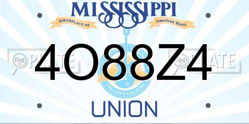 4O88Z4 Mississippi License Plate