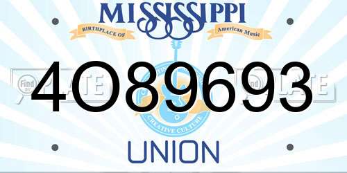 4O89693 Mississippi License Plate
