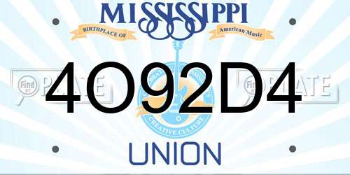 4O92D4 Mississippi License Plate