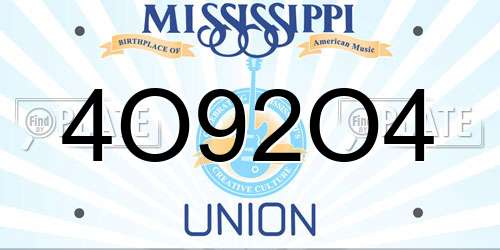 4O92O4 Mississippi License Plate