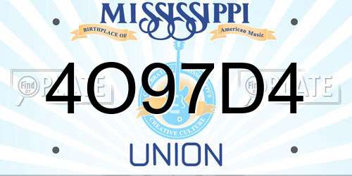 4O97D4 Mississippi License Plate