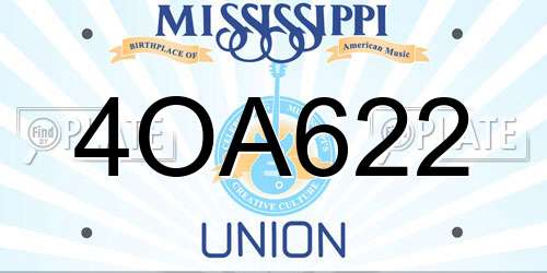 4OA622 Mississippi License Plate