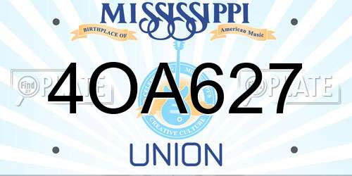 4OA627 Mississippi License Plate
